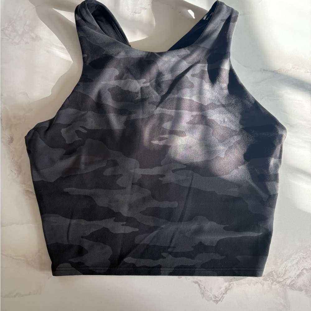Athleta Conscious Crop Bra in Black Camo